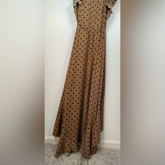 Brown Polka Dot Skirt VICI Mama Mia Polka Dotted Wrap Maxi Dress sz: Small Retro - Picture 11 of 16